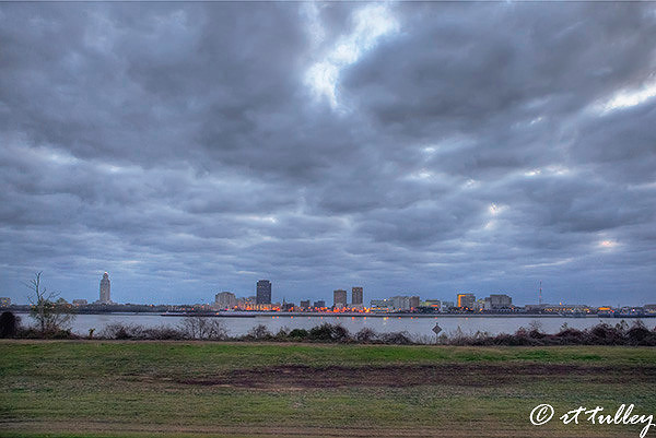 Baton Rouge at sunrise from Port Allen