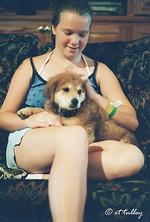 Beth and her birthday present, 2002